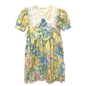 Vtg SWEETHEART ROSE Girls 8 Dress Lace Floral Flower Spring Easter Prairie USA